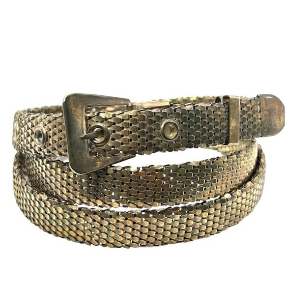 SILVER TONE metal belt 36”-38” adjustable single pin mesh - Picture 1 of 12